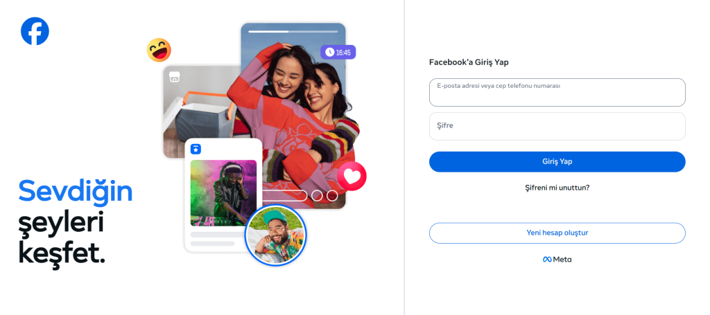 facebook giriş ana ekranı