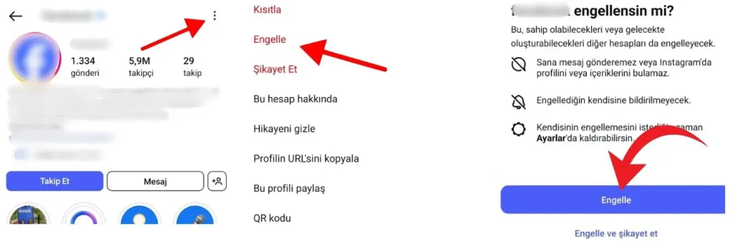 instagramda engelleme adımları
