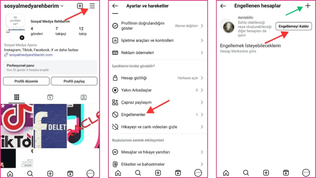 instagram engellenenleri görüntüleme