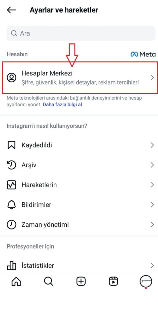 İnstagram şifre değiştirme ekranı