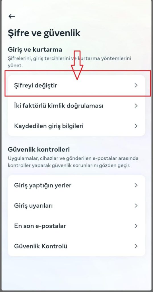 İnstagram şifre değiştirme ekranı3